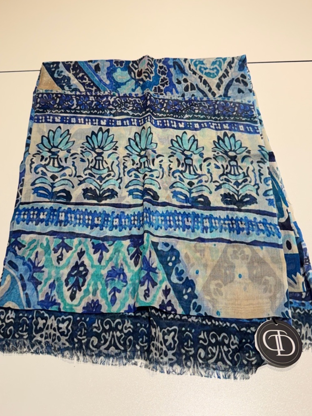 NWT Blue and Teal Printed Dupatta Designs Scarf